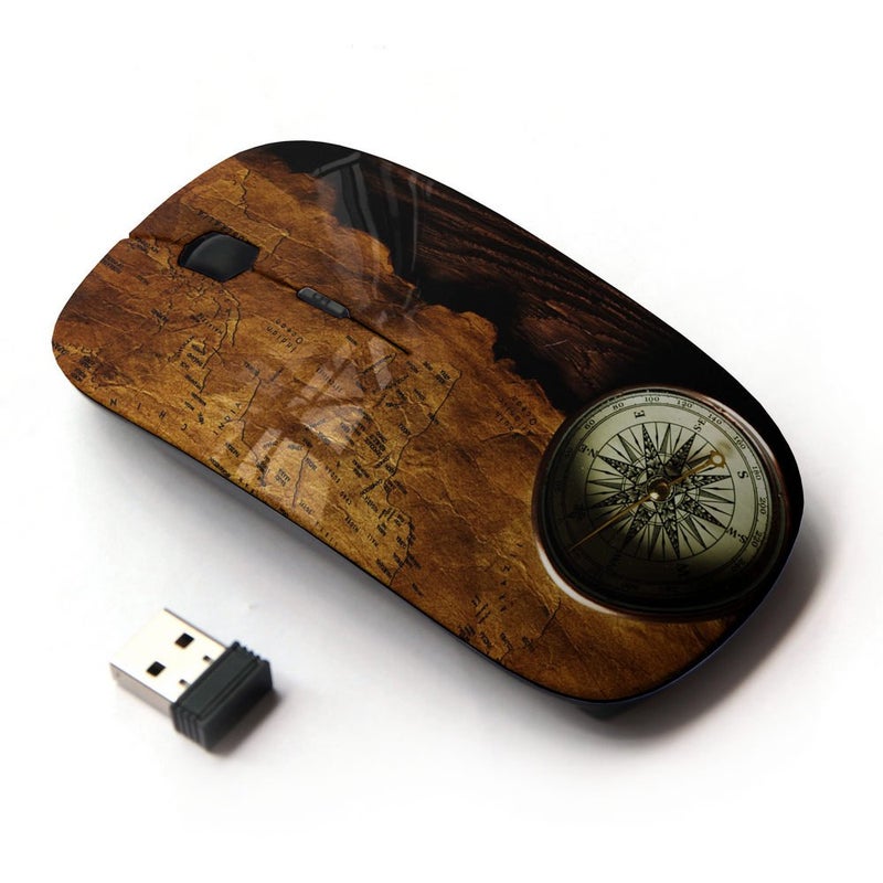 KOOLmouse [ Optical 2.4G Wireless Mouse [ Compass Map Ancient Brown Travel History ] - Image 1